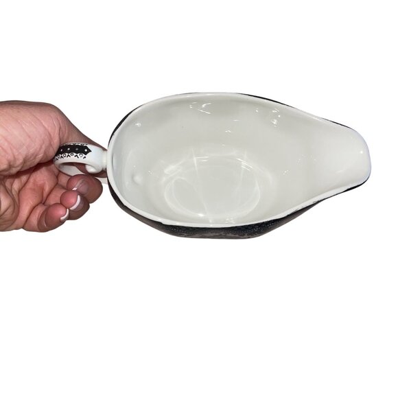 Johnson Brothers Asiatic Pheasant Black Gravy Boat And Saucer - Picture 4 of 7